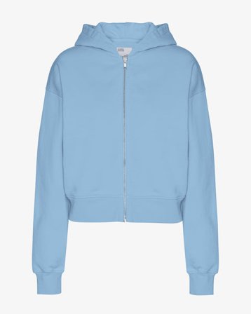 Organic Crop Zip Hood - Seaside Blue - Female - L