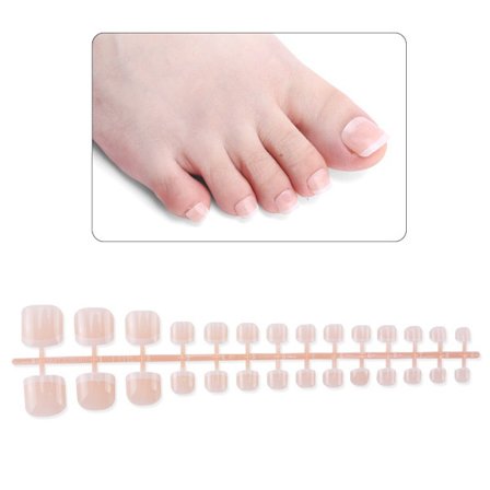 Franska löstånaglar, franska korta tånaglar 14 storlekar klistras på Fr