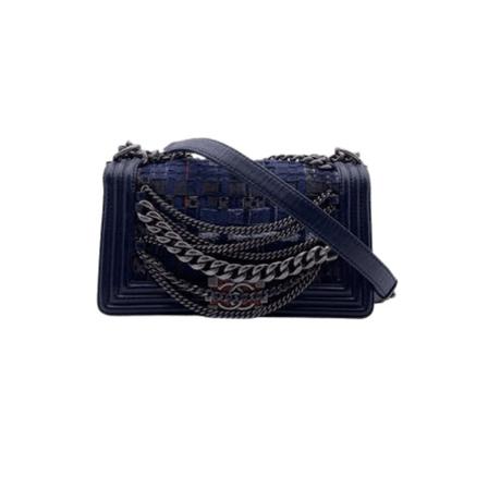 Chanel Vintage, Pre-owned Shoulder Bag Blauw, Dames, Maat:ONE Size,leer