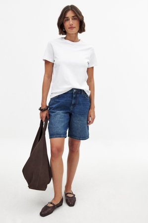 NA-KD Short en jean large à taille mi-haute - Short en jean - Bleu - EU 32