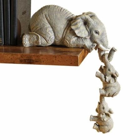 3 stk. Elefant Sitter Hånd Figurer Hængende Kant Ornament T