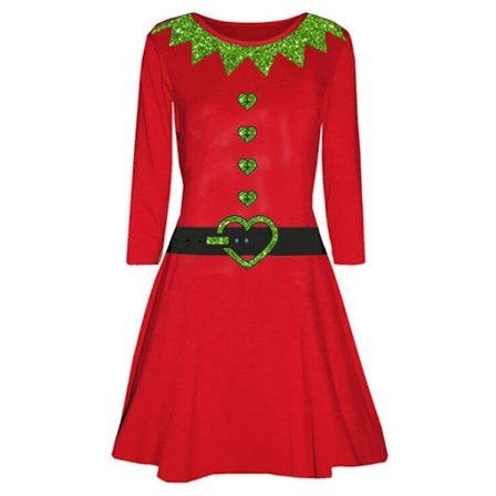 Kvinnors julklänningar A Line Fest Semesterklänning