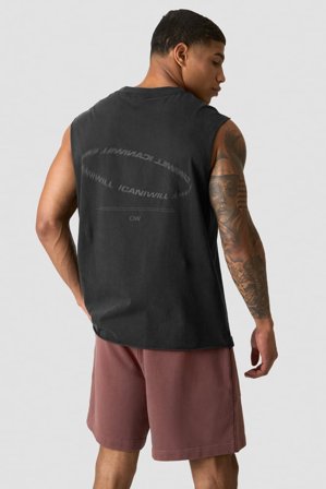ICANIWILL - Grit Stonewashed Tank Print Black - Toppe - Herrer - Træningstøj fra ICIW