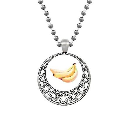 Halsband med bananer i akvarellmönster, retro måne och stjärnor, berlock