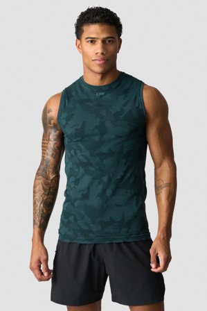 ICANIWILL - Sculpt Seamless Graphic Tank Top M Dark Dusty Teal - Träningslinne - Herr - Träningskläder från ICIW