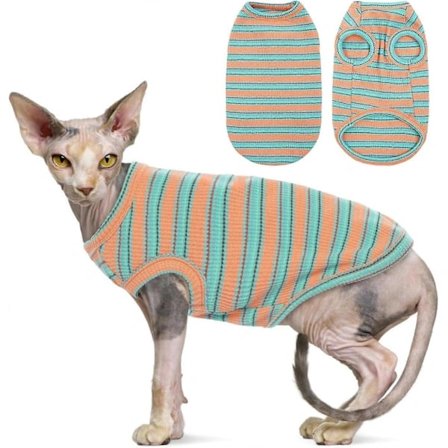 1 stk. Katte Tøj, Stribede Killinge T-shirts Uden Ærmer, Pullover Katte Trøjer, Sommer Tøj til Små Hunde
