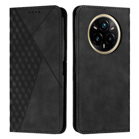 Læderpung Etui med Mønster til Realme 14 Pro+ 5G - Sort