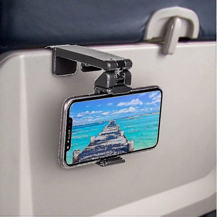 Universaali puhelinpidike lentokoneeseen. Handsfree-puhelinpidike pöydälle monisuuntaisella kahdella 360 asteen kierrolla. Taskukokoinen matkatarvike