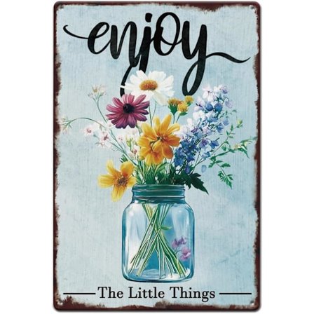 Glasflaske Blomster Tin Skilt Buket Metal Tin Skilt Metal Skilt Til Hjemmet Mandehule Have Stue Pigeværelse Vægdekoration