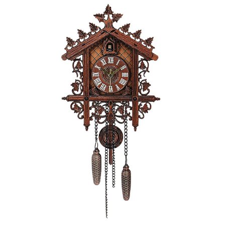 Vintage håndlaget tre gjøkur veggklokke trehus huske vegg c