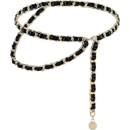 Kjede Belter Lær Midjebelte for Kvinner Lagdelt Metall Kjedebelte