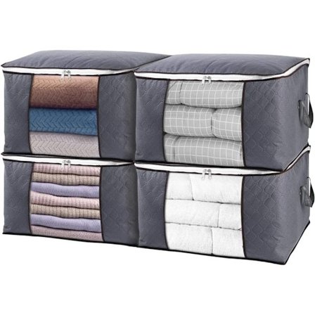 Stor förvaringsväska för kläder, 4-pack garderobsorganisatörer för täcken, filtar, sängkläder, hopfällbar