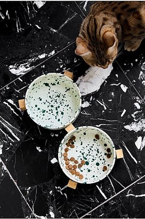 Jotex - Voerbak Hond/kat 2-pak Groen/natuurwit Groen/natuurwit - SPRINKLE - Koop Dierenaccessoires bij Jotex