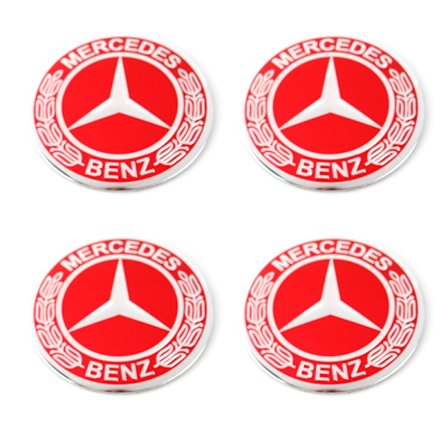 Mercedes 56,5mm röda hjulnav emblem till fälgar och centrumkåpor 4-pack