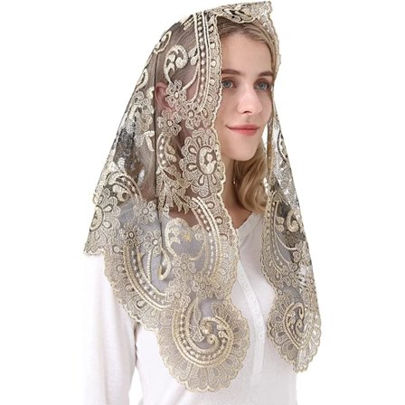 Spansk traditionel trekantsslør Sort og hvid kristen katolsk kirke slør til kvinder