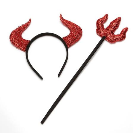 2 stk. Halloween Sequin Djævel Pandebånd Sæt Djævel Horn Pandebånd Djævel Hårbånd Halloween Djævel Kostume Tilbehør Til Halloween Fester Og Djævel