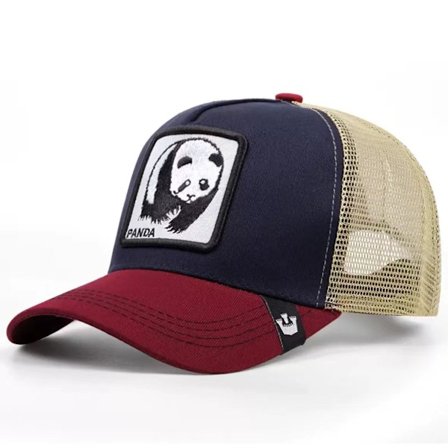 Brodert dyreprint mesh-caps - Snapback - Burgunder Khaki Panda
