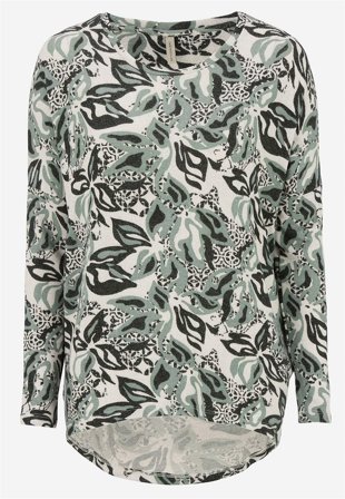 Soyaconcept - Supermjuk, mönstrad trikåtopp - beige / grönmelange - för damer - XL (44) - Cellbes