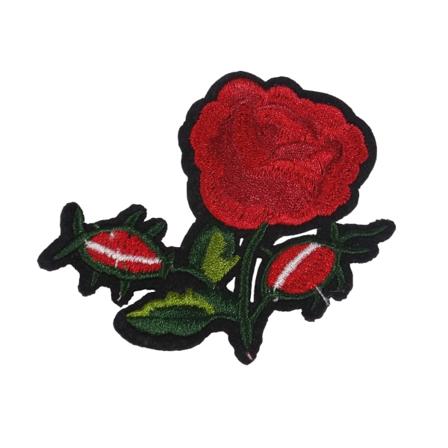 2st Tygmärken - Röda Rosor - Storlek 7,9cm röd