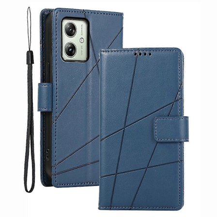 Skal för Motorola Moto G54 5G Linjer Tryckt Fullständigt Skydd Läder Telefonskal