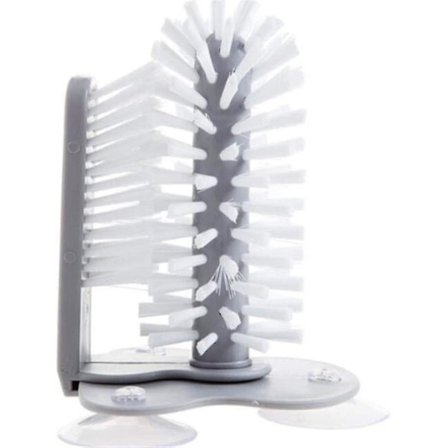 Krusjkopp med sugebase Dobbeltsidig børste Glasskopprenser Stående flaskevasker (1 stk)(grå)