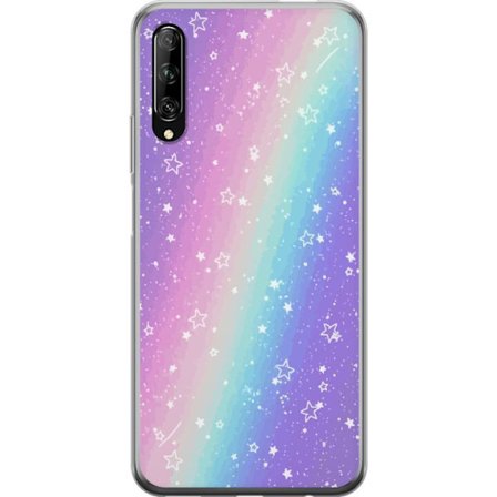 Yhteensopiva Puhelinkuori Huawei P smart Pro 2019 Sateenkaaren värisellä pastellitaustalla on valkoisia tähtiä ja kimaltelevia pisteitä pehmeässä siir
