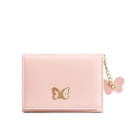 PU Læderpung til Kvinder, Læderpung til Kvinder, Mini Kortholderpung, Lynlås Møntlomme, Pink