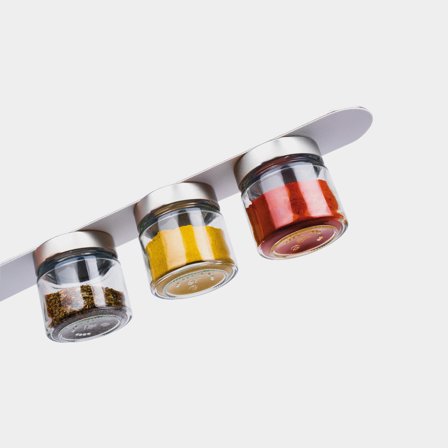 Magnetic spice jars in glass Silwy Glasses for Delicacies White & Classy, transparent, 125 ml, 3-pack + white magnetic strip