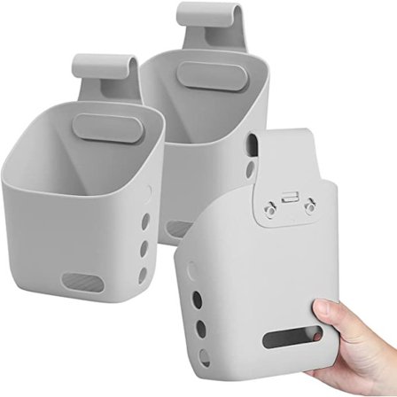 Grå 3-delt hengende oppbevaringskurv, hengende oppbevaringsboks, Bedsi