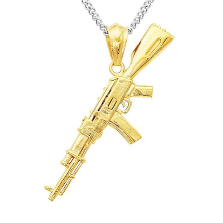 Falsk hærgevær maskingevær vedhæng halskæde gave mand Cs spiller Asg guld (FMY)