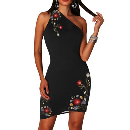 Sommar Kvinnor Sexig Halter Printed Kort Klänning Eelga