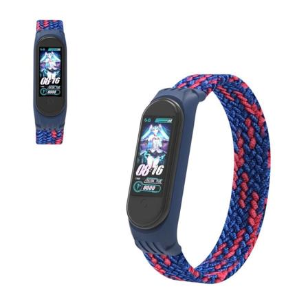Xiaomi Mi Band 5 / 4 / 3 elastisk nylon-urrem - Blå / Rød / Størrelse: L Blue