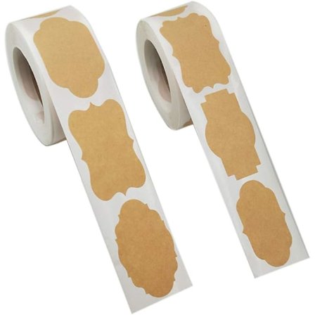 600 Kraft-etiketter for syltetøy - selvklebende fryse-etiketter