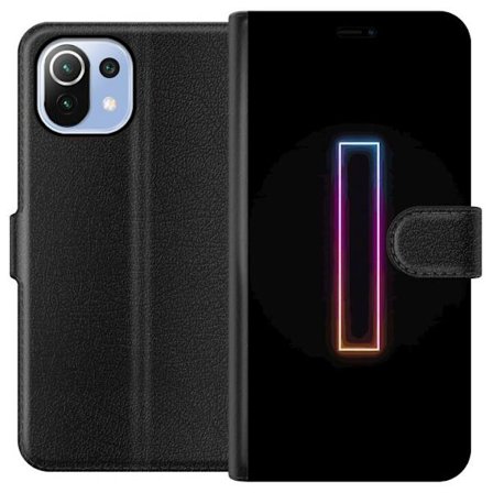 Kompatibel Tegnebogsetui til Xiaomi Xiaomi Mi 11 Lite Minimalistisk neonbogstav I i regnbuefarver mod mørk baggrund
