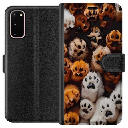Kompatibelt Plånboksfodral till Samsung Samsung Galaxy S20 Djuren tassar närbild charmig design i beige och brunt med gullig struktur och realistisk