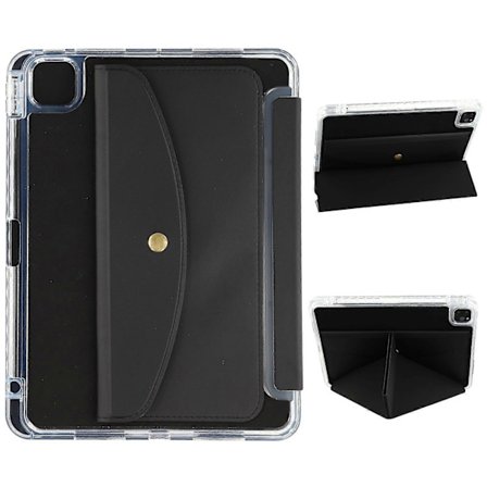 Fodral för Pad Pro 13 (2024) Origami Ställ Plånbok PU Läder Smart Tablet Skydd med Pennhållare Svart