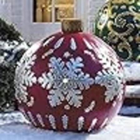 Julepynt, jule PVC oppustelige dekorative kugler (burgundy sølv snefnug)