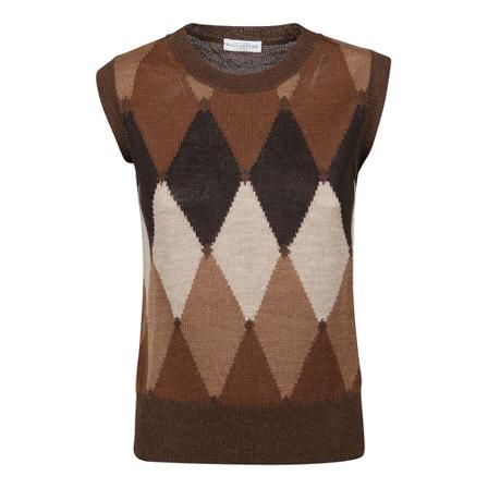 Ballantyne Sleeveless Strik Brun, Dame Slipover