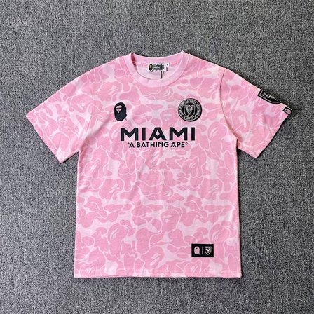 Camouflage sports kortærmet T-shirt Ape Man International joint Miami MIAMI rund hals broderi (Pink)