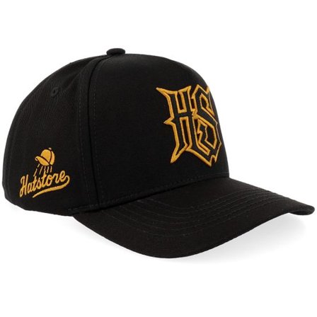 Hatstore - Svart adjustable Keps - Hs Monogram Black/Gold A-frame Adjustable @ Hatstore