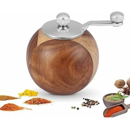Manuaalinen pippurimylly, puinen suolamylly pyöreä maustemylly ruskea maustemylly ruostumattomasta teräksestä valmistetulla roottorilla keittiön 