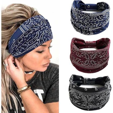 Yoga Hovedbånd Bred Elastisk Hovedbånd Boho Hårbånd Blomster