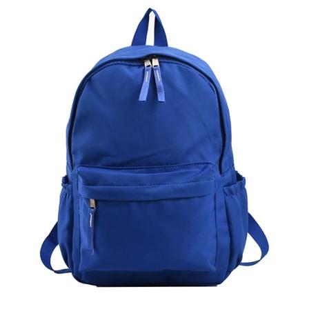 Yksivärinen yksinkertainen reppu, kannettava, suurikapasiteettinen olkalaukku naisille ja miehille Blue