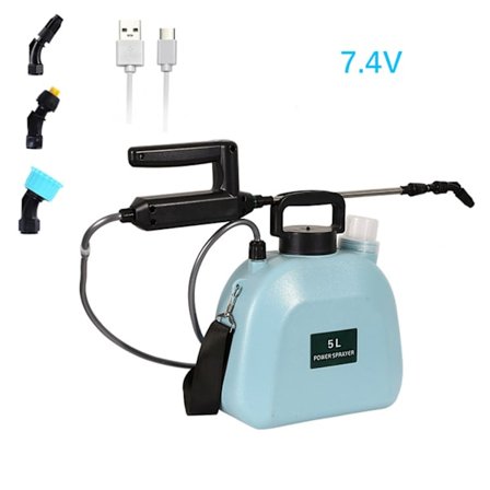 5L Sprøyte med 3 Tåkedyser, USB-oppladbart Håndtak og Uttrekkbar Stang