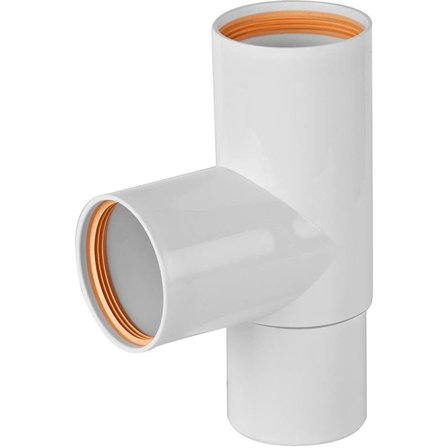 Faluplast 2316127 T-rör 50 mm, 2 muffar, Inomhusavlopp