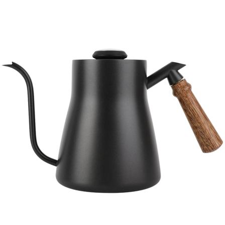 850 ml rustfritt stål drypp over kaffekjelen svanehals med trehåndtak