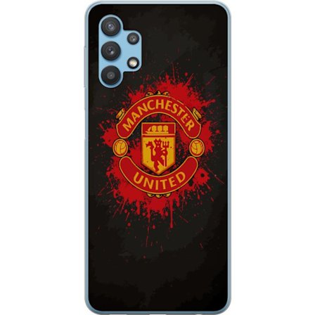 Kompatibelt Mobildeksel til Samsung Samsung Galaxy A32 5G Manchester United logo i rød og gul farge med røff sportslig bakgrunn