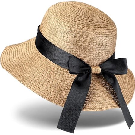 Solhat til kvinder sommerhat med sløjfe foldbar hat bred