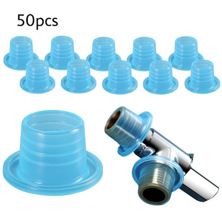 50-pak - Lækagesikre pakninger til vandhaner - Slangeforseglende silikonepropper - 2,2X1,2 cm (blå)