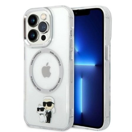 Karl Lagerfeld Iconic Karl&Choupette MagSafe kotelo iPhone 14 Pro - läpinäkyvää